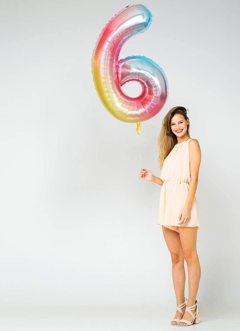 Globos con números Mylar de lámina de arcoá­ris Jumbo de 40 pulgadas para niña 1, 2, 3, 4, 5, 6, 7, 8, 9, 0, decoraciones para fiesta de cumpleaños, años de antigá¼edad, fiesta de aniversario para niña - SACASUSA