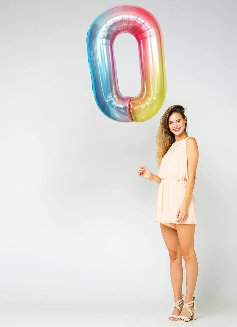 Globos con números Mylar de lámina de arcoá­ris Jumbo de 40 pulgadas para niña 1, 2, 3, 4, 5, 6, 7, 8, 9, 0, decoraciones para fiesta de cumpleaños, años de antigá¼edad, fiesta de aniversario para niña - SACASUSA