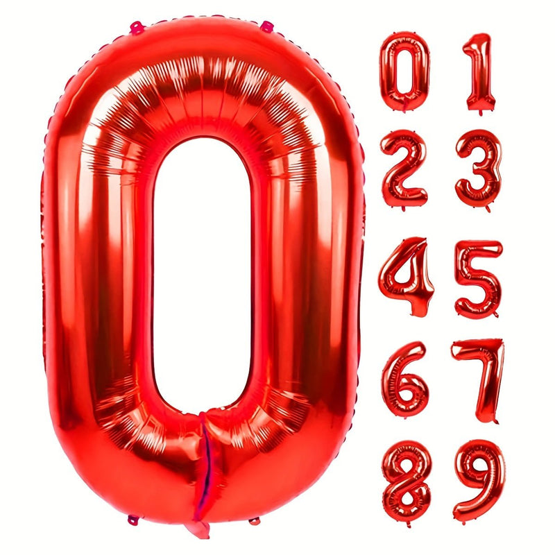 Globos de Número Rojo de 40 Pulgadas Premium para Fiestas y Sesiones de Fotos - Rellenables con Helio, Ideales para Todas las Celebraciones - SACASUSA