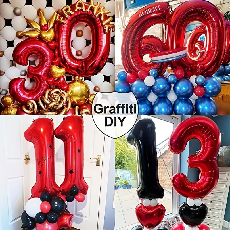 Globos de Número Rojo de 40 Pulgadas Premium para Fiestas y Sesiones de Fotos - Rellenables con Helio, Ideales para Todas las Celebraciones - SACASUSA