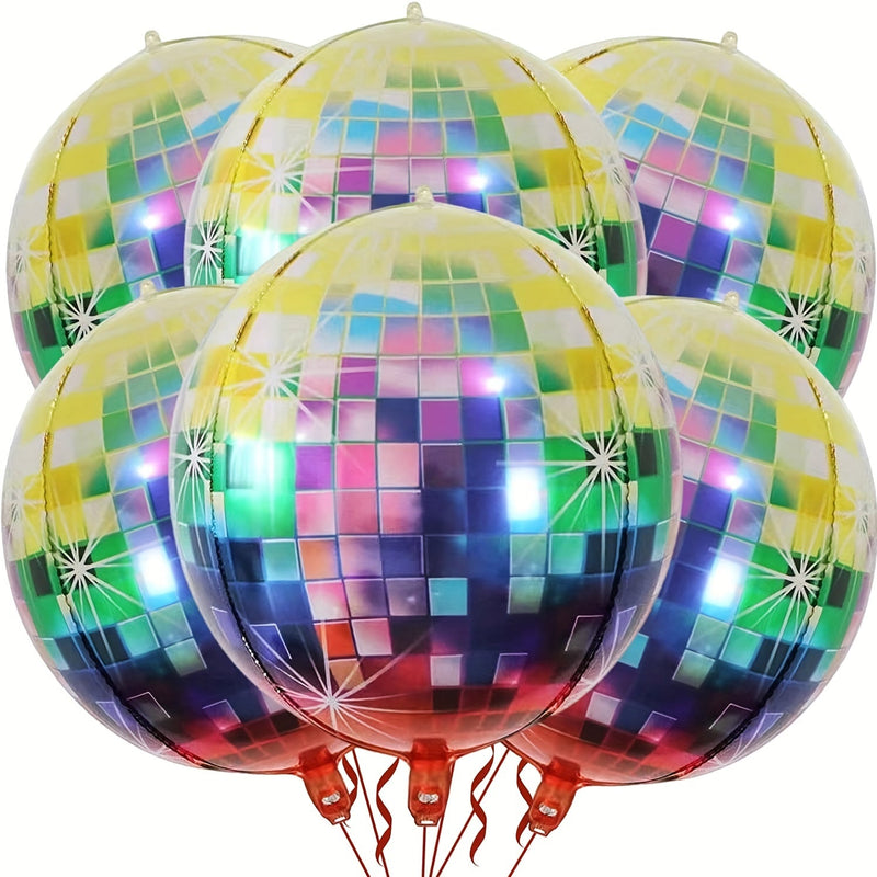 Globos Metálicos en Forma de Bola Disco de 22 Pulgadas (Paquete de 6) - Ideales para Fiestas Disco, Retro y Navideñas, Edades 14+, ¡Reviva los Años 70, 80 y 90! - SACASUSA