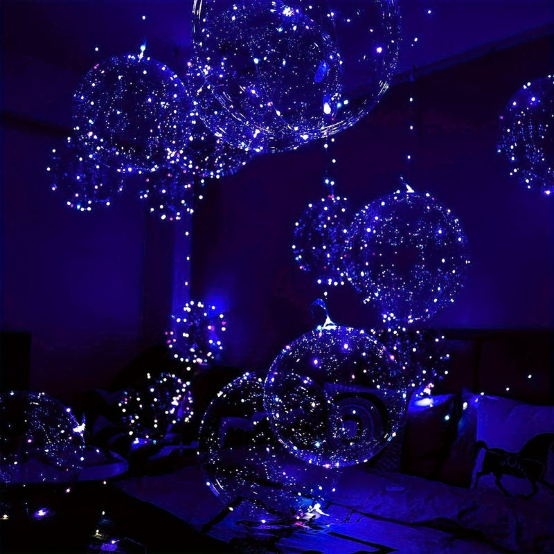 Globos transparentes con luces LED 7pcs de 20.0 pulgadas con 7 LEDs y luces de cuerda de 118.11 pulgadas para cumpleaños, fiesta de graduación, boda, día de San Valentín, Halloween, decoración navideña y regalo de Pascua - SACASUSA