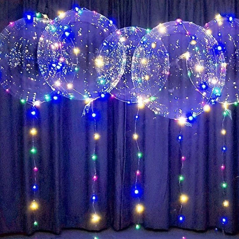 Globos transparentes con luces LED 7pcs de 20.0 pulgadas con 7 LEDs y luces de cuerda de 118.11 pulgadas para cumpleaños, fiesta de graduación, boda, día de San Valentín, Halloween, decoración navideña y regalo de Pascua - SACASUSA