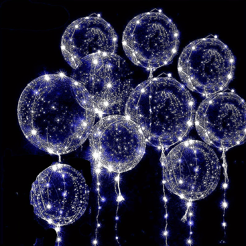 Globos transparentes con luces LED 7pcs de 20.0 pulgadas con 7 LEDs y luces de cuerda de 118.11 pulgadas para cumpleaños, fiesta de graduación, boda, día de San Valentín, Halloween, decoración navideña y regalo de Pascua - SACASUSA