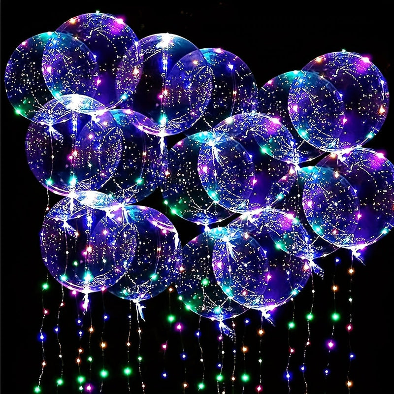 Globos transparentes con luces LED 7pcs de 20.0 pulgadas con 7 LEDs y luces de cuerda de 118.11 pulgadas para cumpleaños, fiesta de graduación, boda, día de San Valentín, Halloween, decoración navideña y regalo de Pascua - SACASUSA