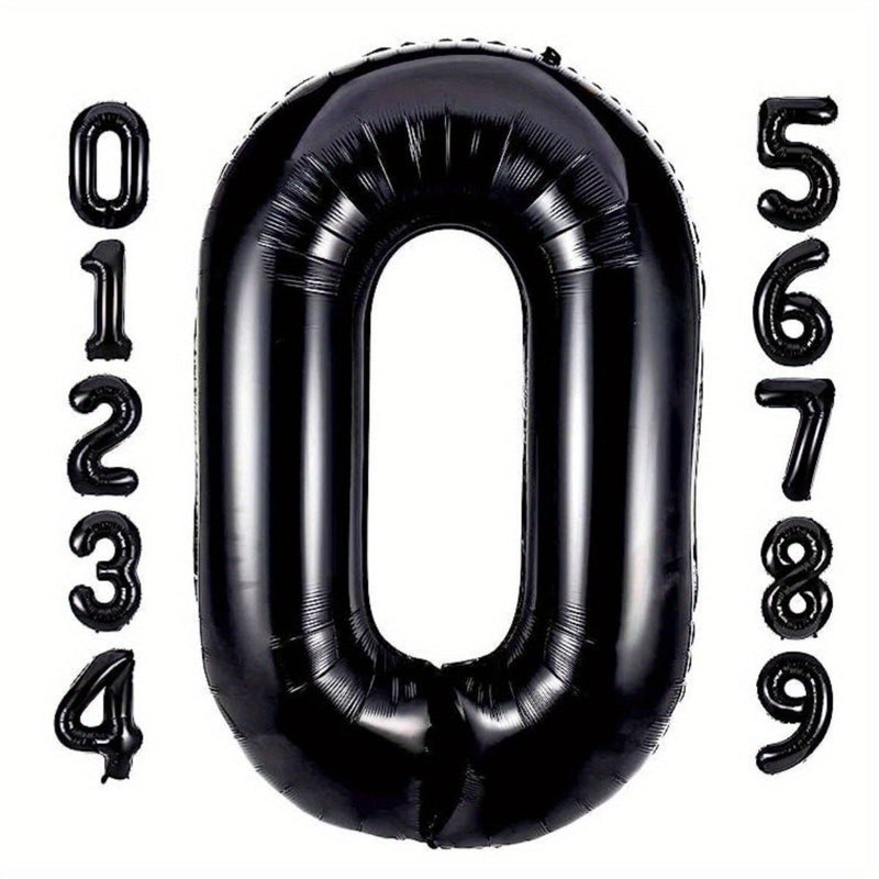 Grandes Globos de Mylar de Foil Negro de 40 Pulgadas - Kit Numérico Versátil con Cinta y Pajita para Celebraciones Memorables - Apto para Mayores de 14 Años - SACASUSA