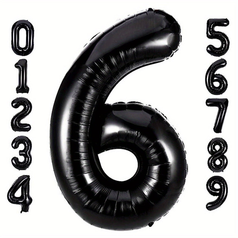 Grandes Globos de Mylar de Foil Negro de 40 Pulgadas - Kit Numérico Versátil con Cinta y Pajita para Celebraciones Memorables - Apto para Mayores de 14 Años - SACASUSA