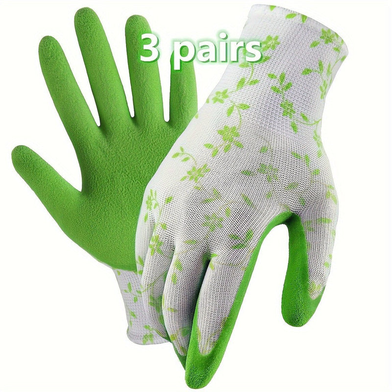 Guantes De Jardín De 1/3 Pares, Talla Única Para Mujeres, Guantes De Trabajo De Látex De Espuma Transpirable Para Jardinería, Paisajismo, Bricolaje, 100% Caucho Puro - SACASUSA