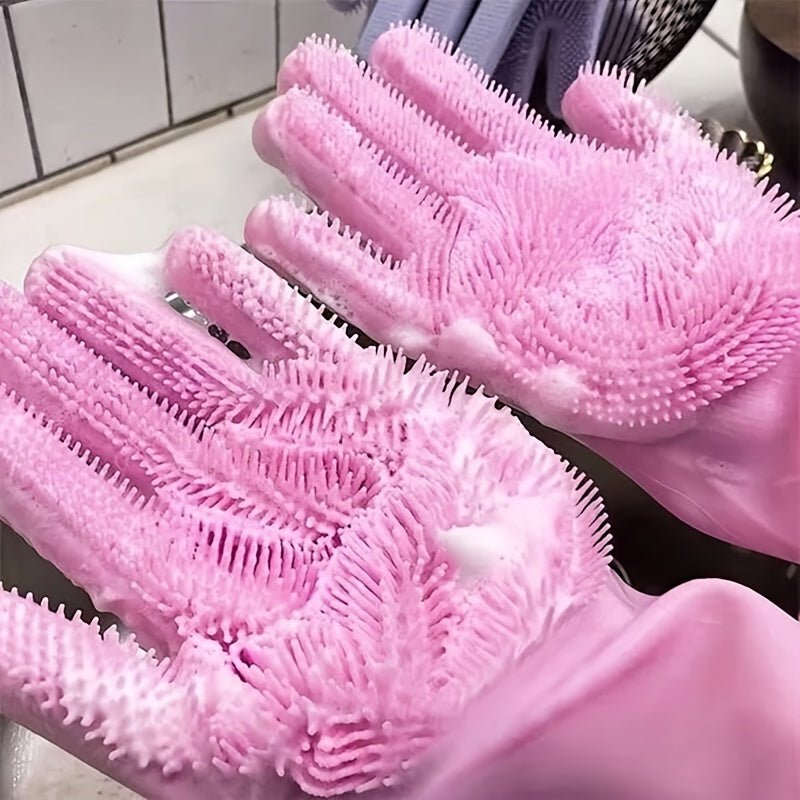 Guantes de lavavajillas de silicona impermeables - Versátil y ambidiestro, sin plomo para limpieza integral en cocina, baño y muebles, fácil de lavar a mano - SACASUSA