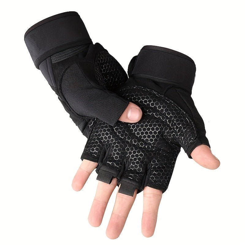 Guantes de Levantamiento de Pesas Respirables y Duraderos - Protección Completa de la Palma, Soporte Mejorado para la Muñeca, Para Fitness y Pull-Ups, Unisex, Fabricados de Poliéster Negro Resistente - SACASUSA