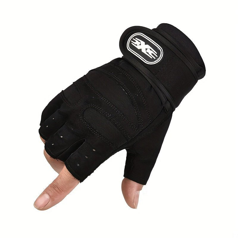 Guantes de Levantamiento de Pesas Respirables y Duraderos - Protección Completa de la Palma, Soporte Mejorado para la Muñeca, Para Fitness y Pull-Ups, Unisex, Fabricados de Poliéster Negro Resistente - SACASUSA