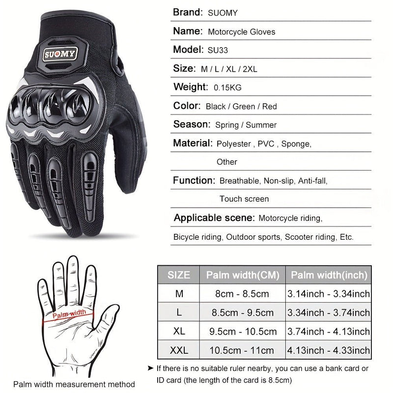 Guantes De Moto De Verano, Guantes Transpirables Con Dedos Completos Para Pantalla Táctil, Guantes Antideslizantes Para Moto, Guantes Protectores Anticaída - SACASUSA