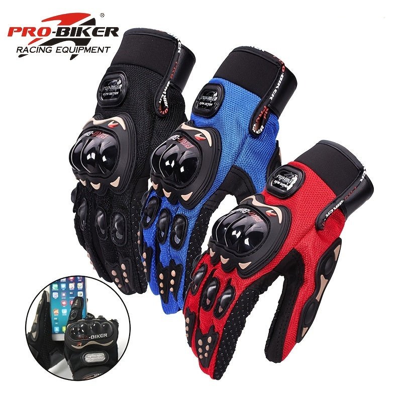 Guantes de Motocicleta de Riding Tribe con Pantalla Táctil: Protección Dura de Nudillos, Material de Poliéster Tejido para un Ajuste Seguro, Cierre de Gancho & Lazo para Facil Ajuste - Equipo de Seguridad para Entusiastas de las Carreras - SACASUSA