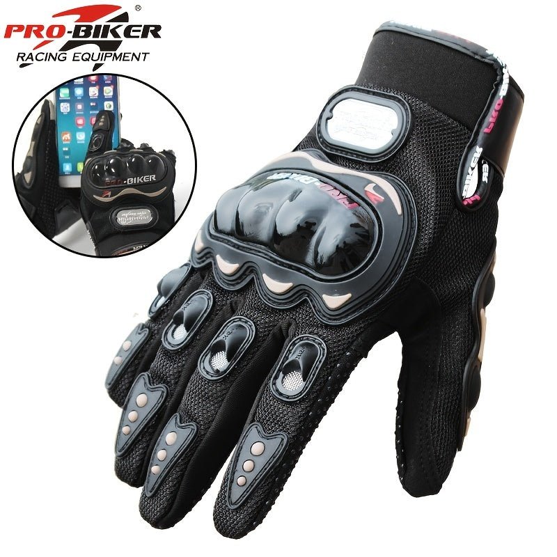 Guantes de Motocicleta de Riding Tribe con Pantalla Táctil: Protección Dura de Nudillos, Material de Poliéster Tejido para un Ajuste Seguro, Cierre de Gancho & Lazo para Facil Ajuste - Equipo de Seguridad para Entusiastas de las Carreras - SACASUSA