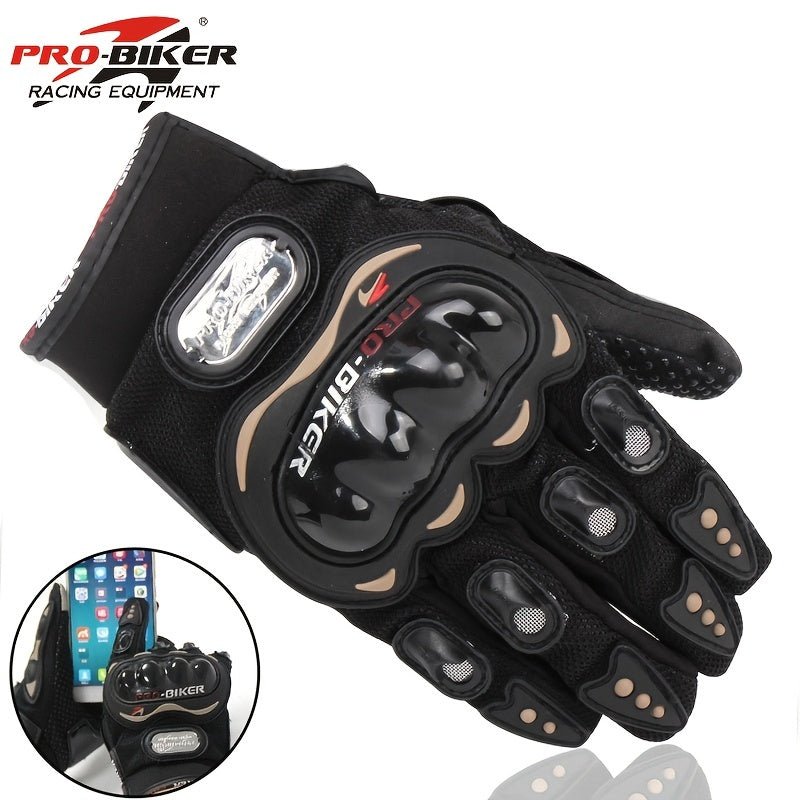 Guantes de Motocicleta de Riding Tribe con Pantalla Táctil: Protección Dura de Nudillos, Material de Poliéster Tejido para un Ajuste Seguro, Cierre de Gancho & Lazo para Facil Ajuste - Equipo de Seguridad para Entusiastas de las Carreras - SACASUSA