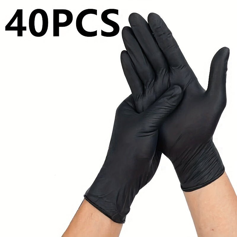 Guantes de Nitrilo Negro Multiusos: Desechables, Impermeables, sin Látex, sin Polvo para Limpieza, Preparación de Alimentos, Jardinería y Uso en Salones de Belleza (20/40/100pcs) - SACASUSA