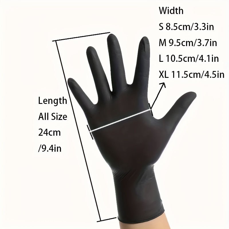 Guantes de Nitrilo Negro Multiusos: Desechables, Impermeables, sin Látex, sin Polvo para Limpieza, Preparación de Alimentos, Jardinería y Uso en Salones de Belleza (20/40/100pcs) - SACASUSA