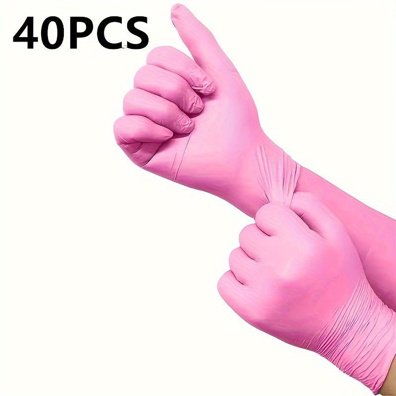 Guantes de nitrilo rosados, versátiles y sin alergias - Sin látex, sin polvo, resistentes al agua, duraderos para tareas domésticas de múltiples propósitos (Paquete de 6/30/40/60pcs) - SACASUSA