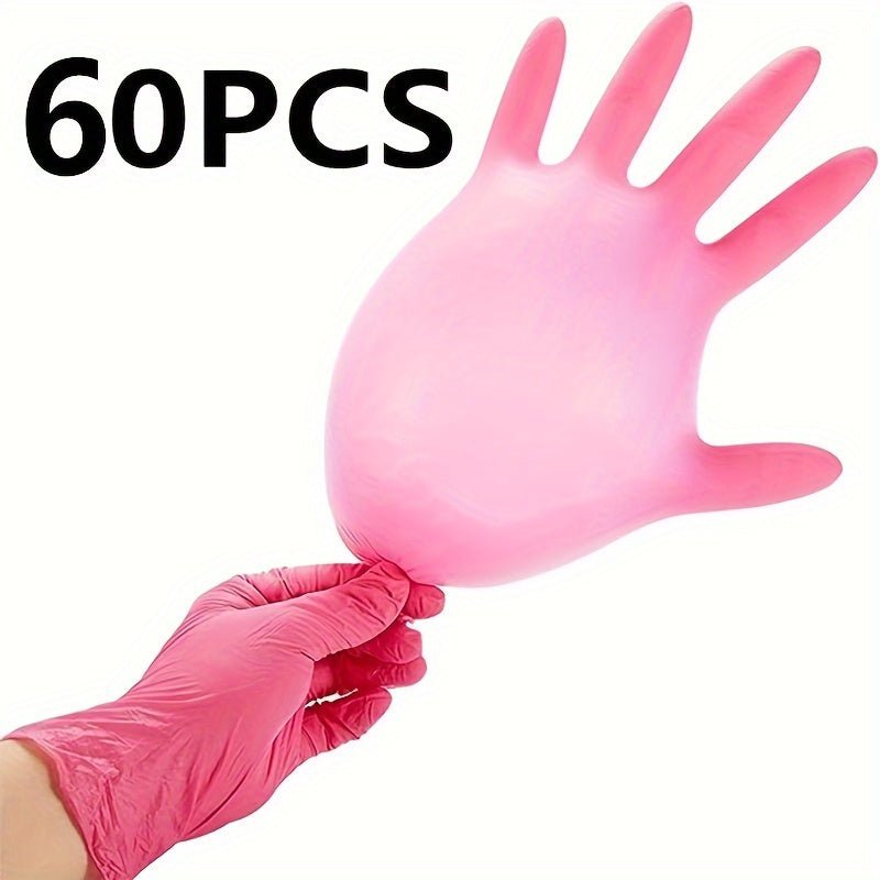 Guantes de nitrilo rosados, versátiles y sin alergias - Sin látex, sin polvo, resistentes al agua, duraderos para tareas domésticas de múltiples propósitos (Paquete de 6/30/40/60pcs) - SACASUSA