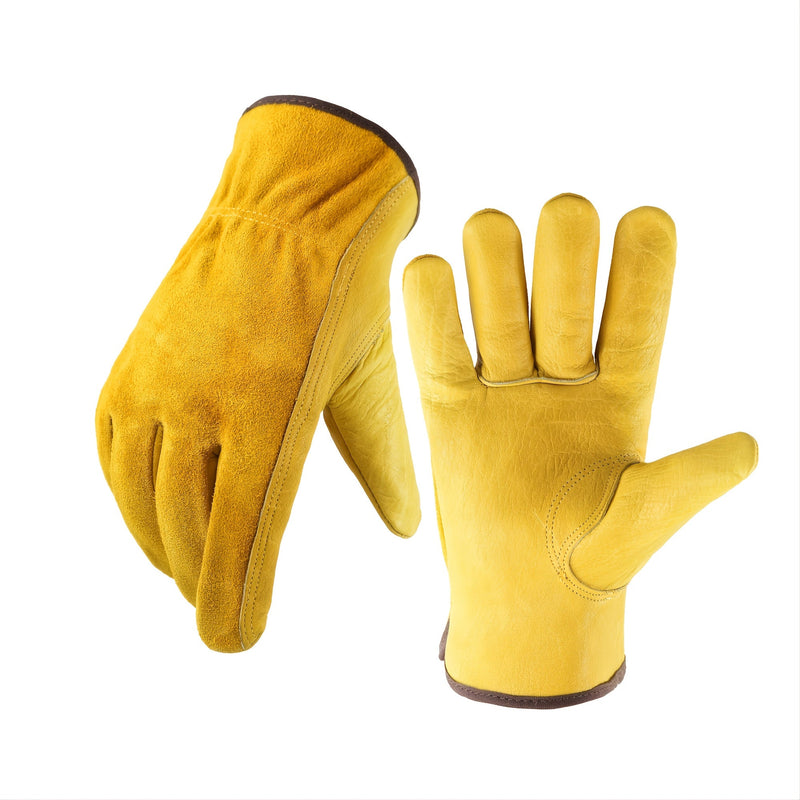 Guantes de Trabajo de Cuero Resistente - Impermeables, Resistentes a Rasgaduras, con Agarre Flexible para Uso Versátil. Diseño Ambidiestro para Hombres y Mujeres. Ideal para Tareas de Gran Intensidad - SACASUSA