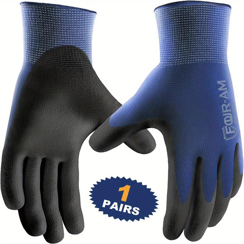 Guantes de Trabajo Ultraligeros con Revestimiento de PU y Agarre Excelente - Caparazón de Nylon Duradero, Puño de Punto Seguro, Ideal para Tareas Ligeras y Construcción, Diseño Ambidiestro - SACASUSA