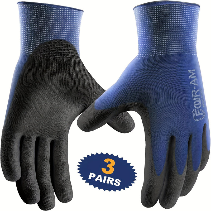 Guantes de Trabajo Ultraligeros con Revestimiento de PU y Agarre Excelente - Caparazón de Nylon Duradero, Puño de Punto Seguro, Ideal para Tareas Ligeras y Construcción, Diseño Ambidiestro - SACASUSA