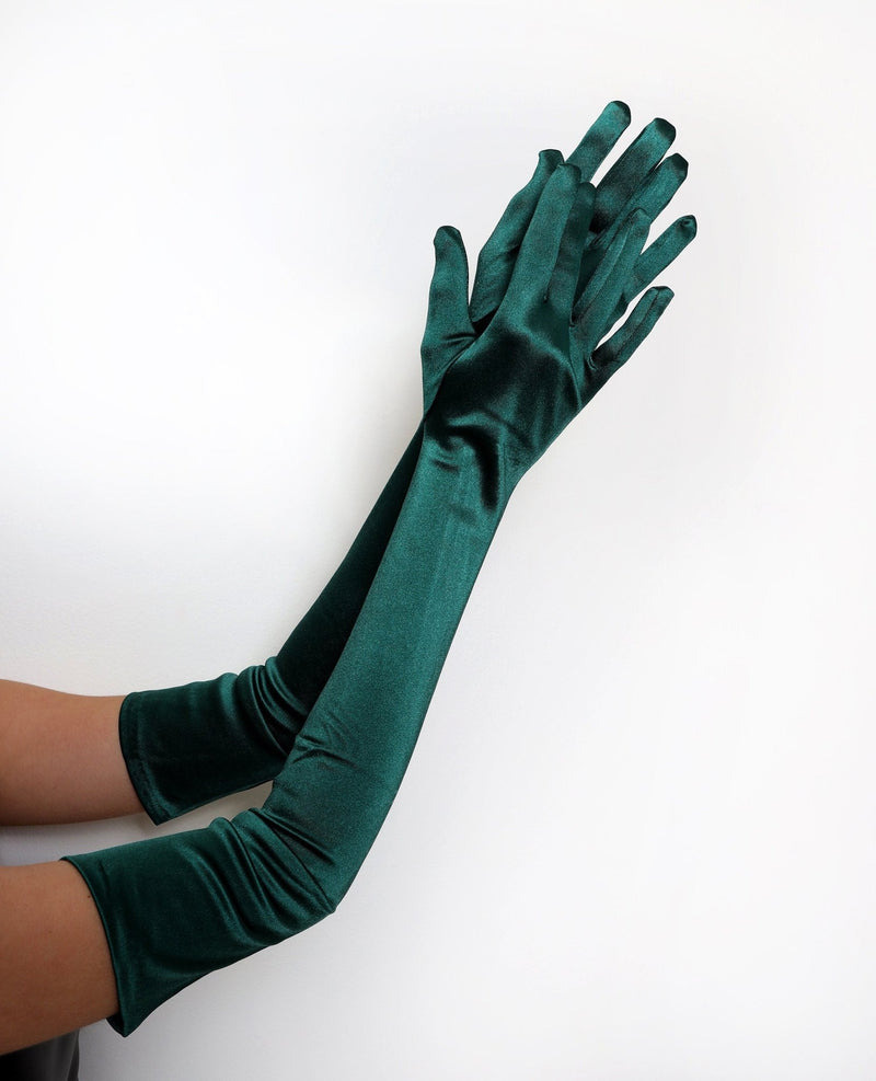 Guantes extralargos de satén nupcial de grado A, de 23 pulgadas por encima del codo, para fiesta de Halloween, cosplay, formales, años 20, longitud operativa, guantes rugientes para fiesta de graduación - SACASUSA