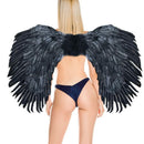 Hecho a mano XL Grande Negro Rojo Blanco Jumbo Pluma Alas de ángel con Halo gratis Hombres Mujeres Fiesta de disfraces de Halloween XXL - SACASUSA