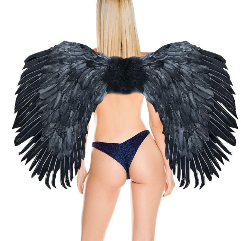 Hecho a mano XL Grande Negro Rojo Blanco Jumbo Pluma Alas de ángel con Halo gratis Hombres Mujeres Fiesta de disfraces de Halloween XXL - SACASUSA