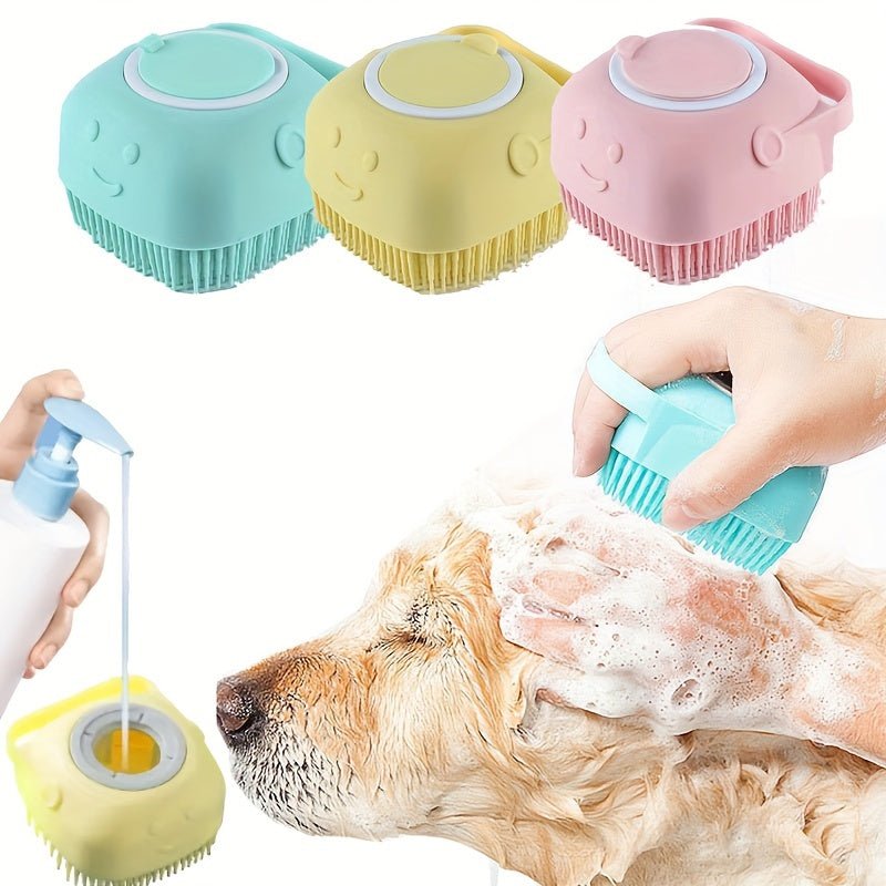 Herramienta Todo-en-Uno para Aseo de Mascotas: Cepillo de Silicona Suave y Peine para Baño con Almacenamiento para Perros y Gatos - SACASUSA