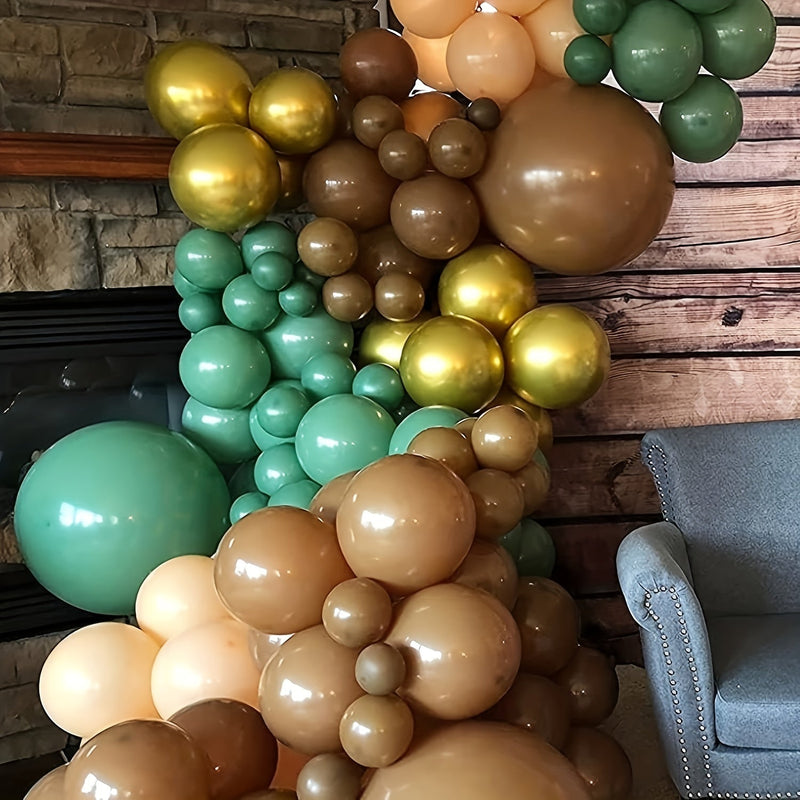 Juego De 142 Guirnaldas De Globos Grises, Verdes Y Marrones, Arco De Globos De Bosque Salvaje De Safari En La Jungla, Globos De Cacao De Café Dorado Verde Oliva Para Cumpleaños, Bodas, Fiestas, Decoración - SACASUSA