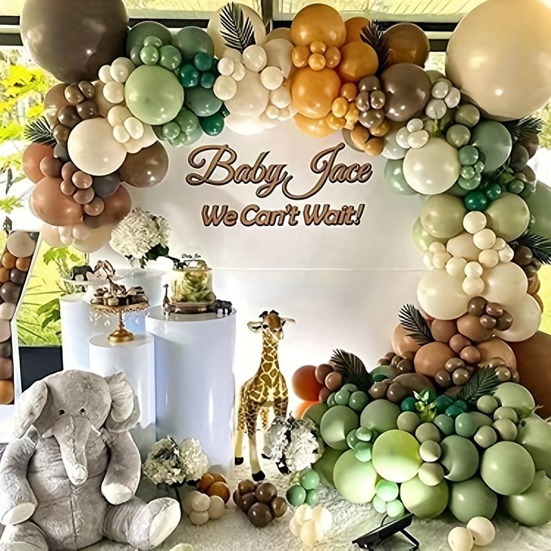 Juego De 142 Guirnaldas De Globos Grises, Verdes Y Marrones, Arco De Globos De Bosque Salvaje De Safari En La Jungla, Globos De Cacao De Café Dorado Verde Oliva Para Cumpleaños, Bodas, Fiestas, Decoración - SACASUSA