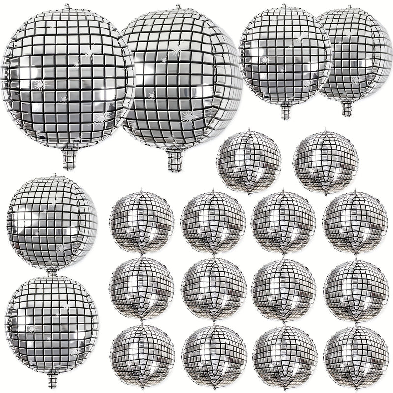 Juego de 20, Globos de Disco Plateado 4D - Película de Aluminio de Alta Calidad, Deslumbrante Decoración de Fondo de Fiesta & Habitación, Apto para Diversas Ocasiones, Edades 14+ - SACASUSA