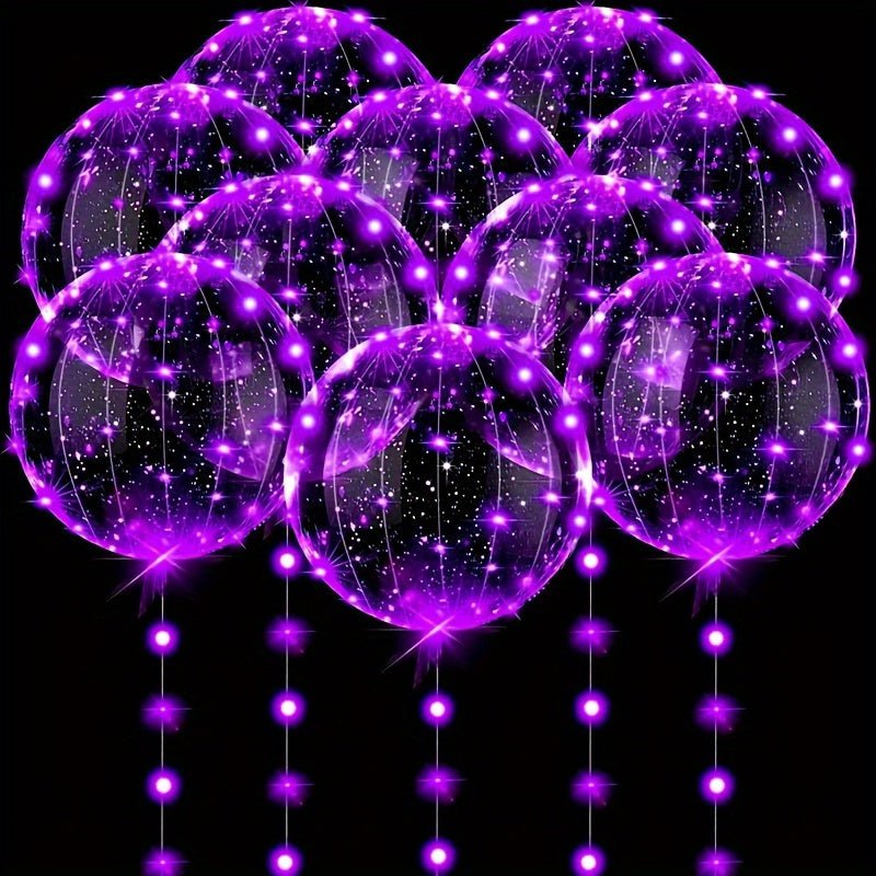 Juego de 20 Globos Luminosos LED y 10 Transparentes Bobo con 3M de Luces de Cuerda y 2 Puntos de Pegamento - Recuerdos Inolvidables para Cumpleaños, Navidad y Más (Edades 14+) - SACASUSA