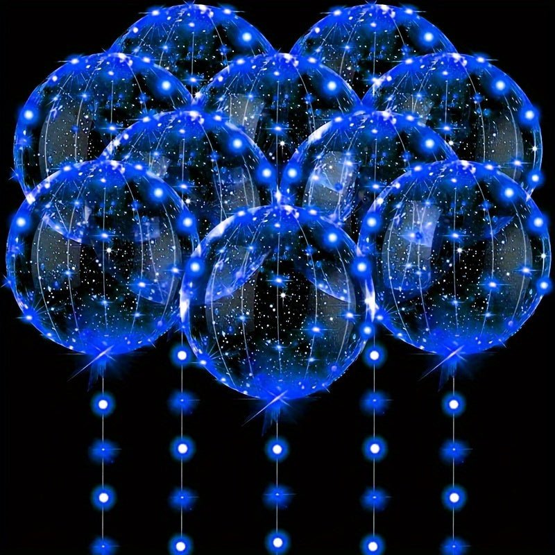 Juego de 20 Globos Luminosos LED y 10 Transparentes Bobo con 3M de Luces de Cuerda y 2 Puntos de Pegamento - Recuerdos Inolvidables para Cumpleaños, Navidad y Más (Edades 14+) - SACASUSA