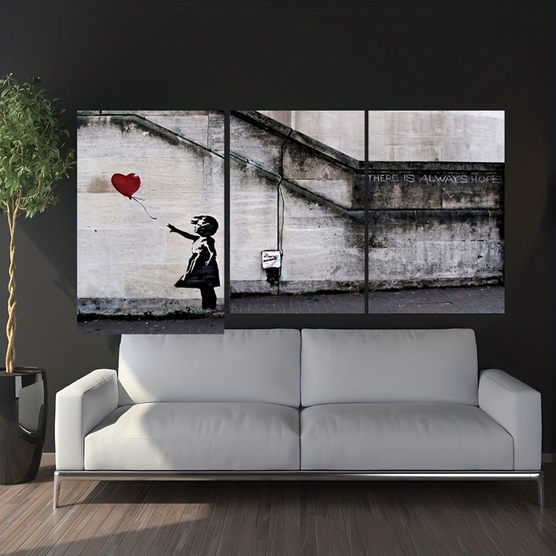 Juego De 3, Pintura De Lienzo De Globo Rojo Y Niño Sin Marco, Pintura De Lienzo Impresa En Alta Definición, Imágenes Modulares, Arte De Pared, Imágenes, Carteles, Arte De Lienzo Para Sala De Estar, Dormitorio, Decoración Del Hogar, 16 X 24 Pulgadas - SACASUSA