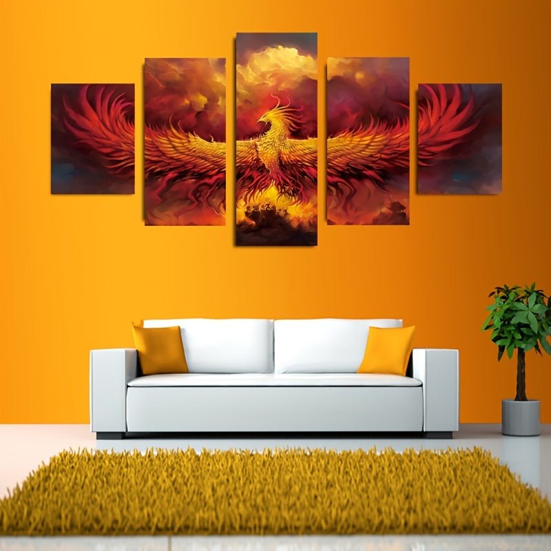 Juego De 5, Pintura En Aerosol De Lienzo Impreso HD Sin Marco, Pintura Impresa De Phoenix, Imágenes Modulares, Póster, Arte De Pared, Decoración De La Habitación Del Hogar - SACASUSA