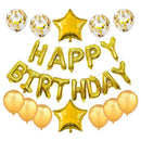 Juego de decoraciones de globos de feliz cumpleaños de 16 pulgadas: 13 pancartas con letras, 2 láminas de estrellas gigantes, 4 confeti, 6 globos de látex (dorado) - SACASUSA