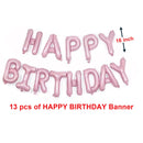Juego de decoraciones de globos de feliz cumpleaños de color rosa bebé de 16 pulgadas: pancarta de letras de 13 piezas, lámina de estrella gigante de 2 piezas, confeti de 4 piezas, globos de látex de 6 piezas - SACASUSA