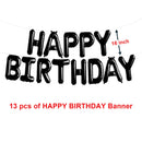Juego de decoraciones de globos de feliz cumpleaños de oro negro de 16 pulgadas, 13 piezas, pancarta con letras, globos de papel de estrella gigante, globos de confeti de 12 pulgadas, globos de látex - SACASUSA