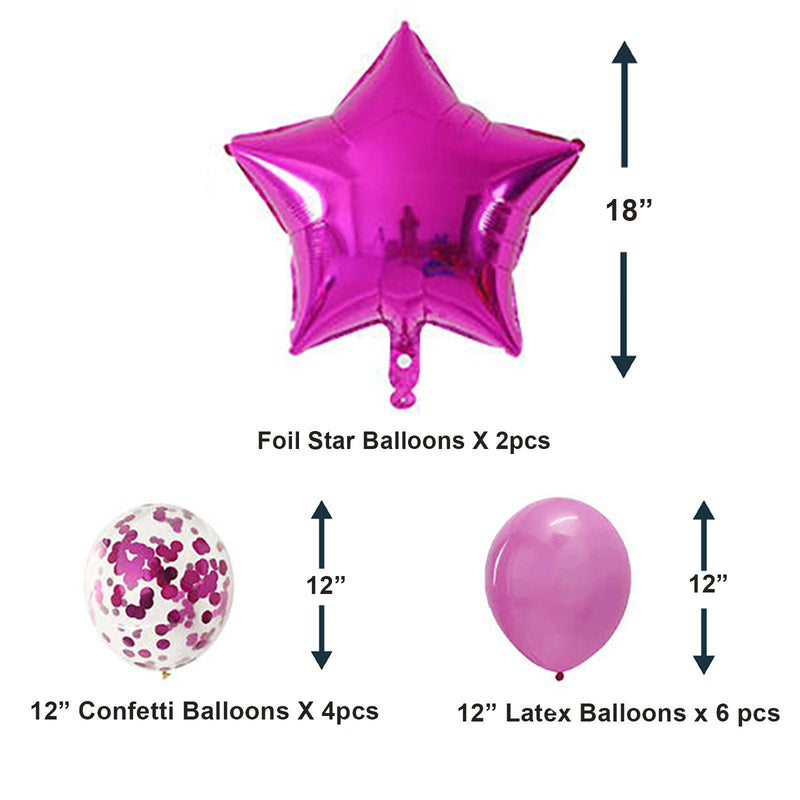 Juego de decoraciones de globos de feliz cumpleaños fucsia rosa bebé de 16 pulgadas: pancarta de letras de 13 piezas, lámina de estrella gigante, globos de látex de confeti de 12 pulgadas - SACASUSA