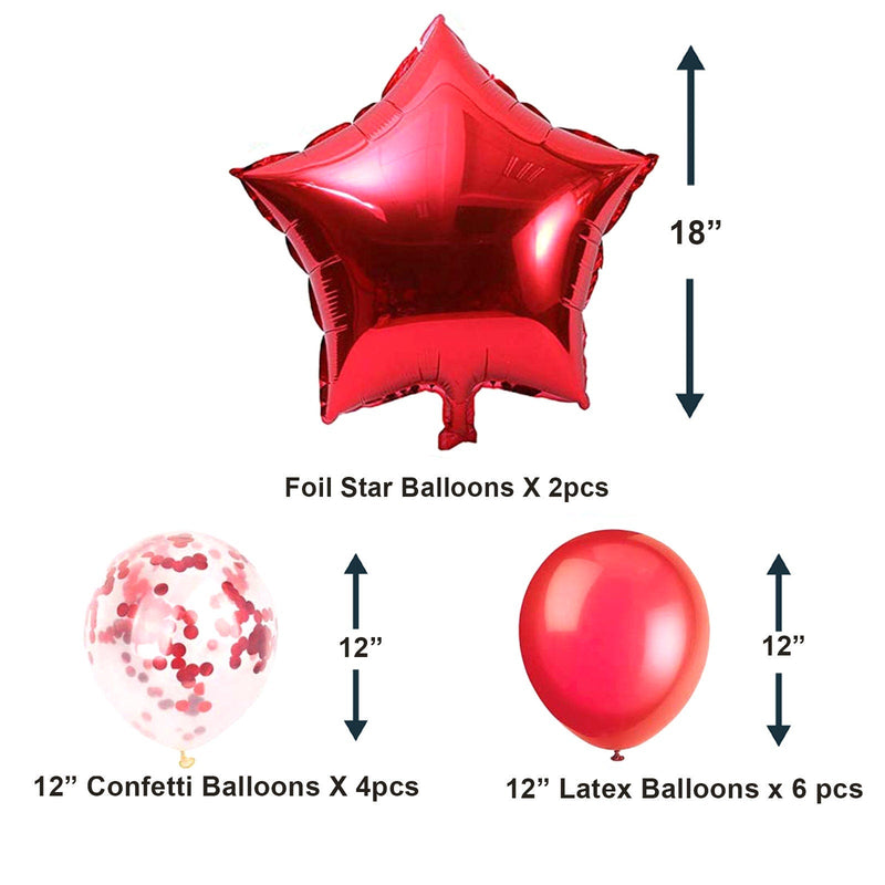 Juego de decoraciones de globos rojos de feliz cumpleaños de 16 pulgadas, pancarta de letras de 13 piezas, globos de papel de estrella gigante, globos de confeti, globos de látex - SACASUSA