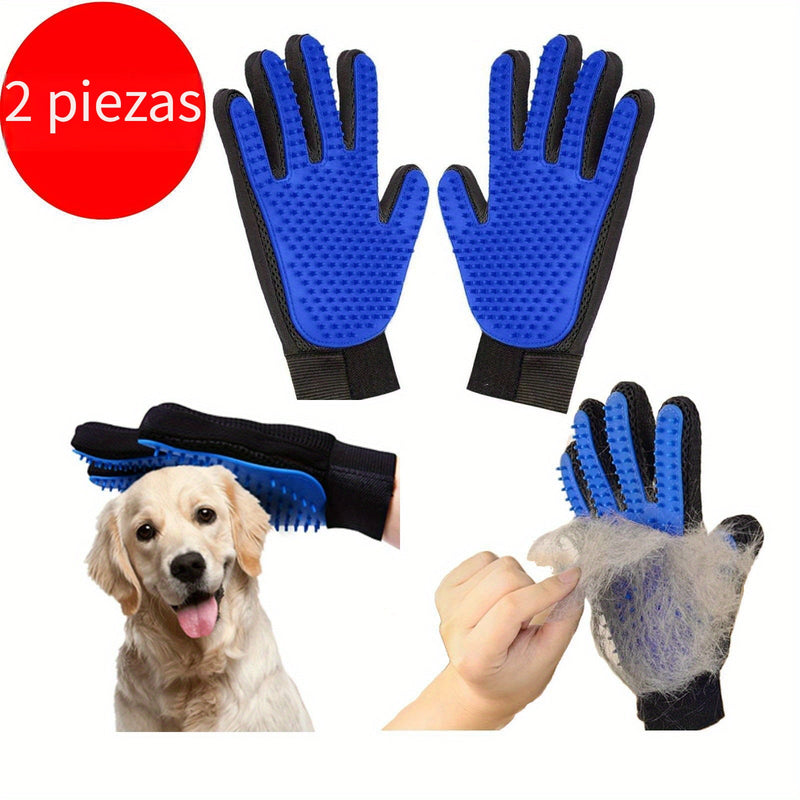 Juego de guantes 2-en-1 para el cuidado del pelaje de mascotas (2 piezas) - Eliminación eficiente del pelo y acción relajante de masaje para perros y gatos - Manopla suave para deslanado - SACASUSA