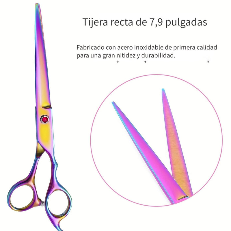 Juego De Tijeras Profesionales Para El Cuidado Del Perro, 5 Uds., Tijeras Rectas De Adelgazamiento Curvas, Herramientas Para El Cuidado Del Cabello Del Perro - SACASUSA