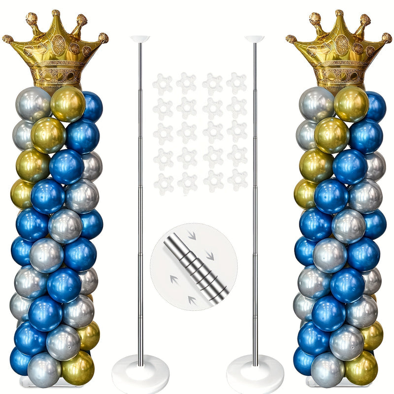 Juego, Kit De Soporte De Columna De Globo, Juego De 2, Globo Ajustable De Altura De 7 Pies, Pilar De Torre Con Diseño Telescópico De Metal Reutilizable, Cumpleaños, Boda, Baby Shower, Decoración De Fiesta De Graduación - SACASUSA