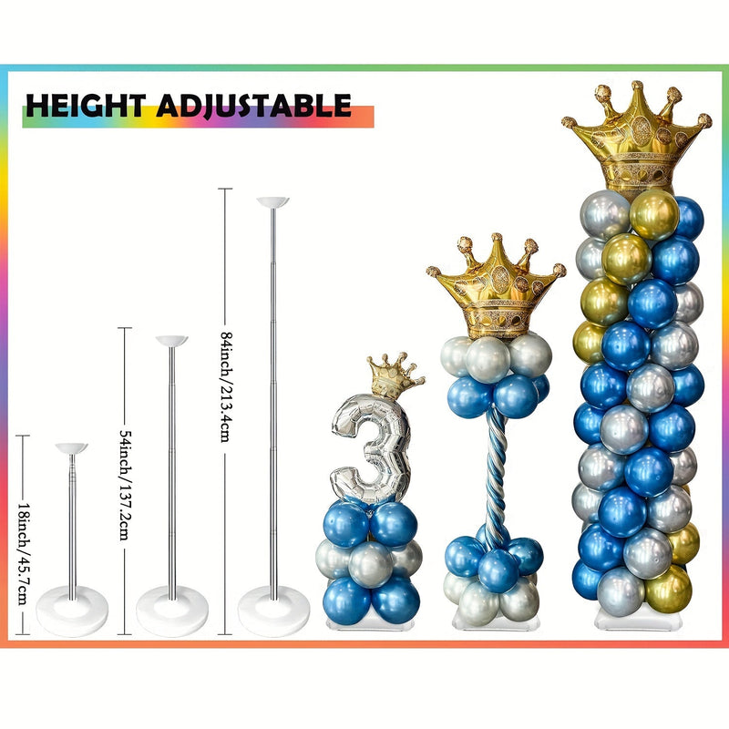 Juego, Kit De Soporte De Columna De Globo, Juego De 2, Globo Ajustable De Altura De 7 Pies, Pilar De Torre Con Diseño Telescópico De Metal Reutilizable, Cumpleaños, Boda, Baby Shower, Decoración De Fiesta De Graduación - SACASUSA