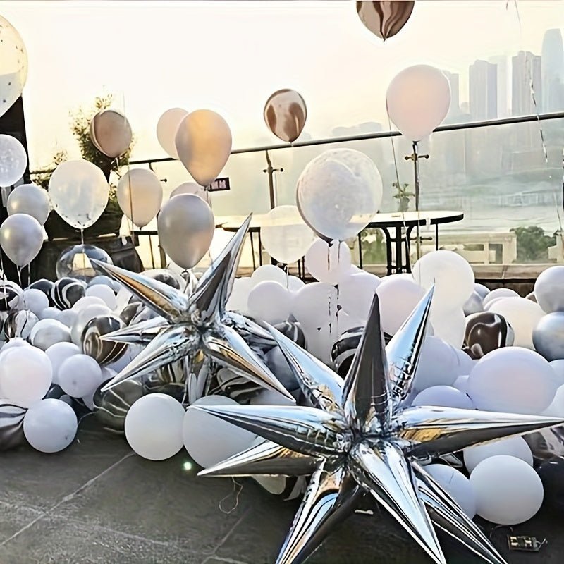 Juego Versátil de Globos de Explosión de Estrella de 26 Pulgadas - Incluye 12 Globos Cónicos Plateados, de Aluminio Sin Necesidad de Electricidad para Cualquier Evento - SACASUSA