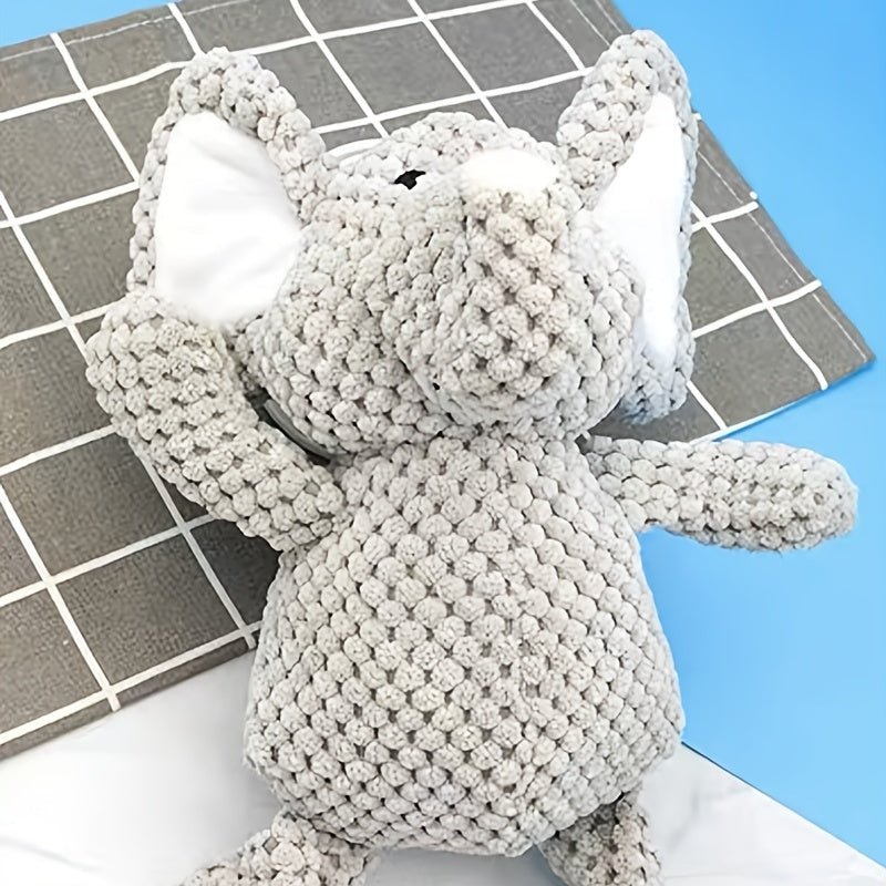 Juguete de Perro de Peluche Elefante sin Batería para Masticadores Intensivos - Tela Suave, Suena y Durable para Todas las Razas, Gris - SACASUSA