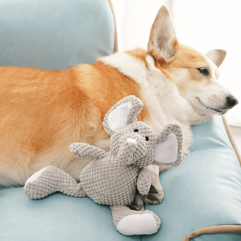 Juguete de Perro de Peluche Elefante sin Batería para Masticadores Intensivos - Tela Suave, Suena y Durable para Todas las Razas, Gris - SACASUSA