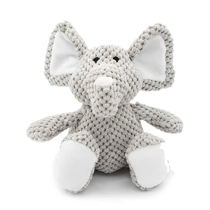 Juguete de Perro de Peluche Elefante sin Batería para Masticadores Intensivos - Tela Suave, Suena y Durable para Todas las Razas, Gris - SACASUSA